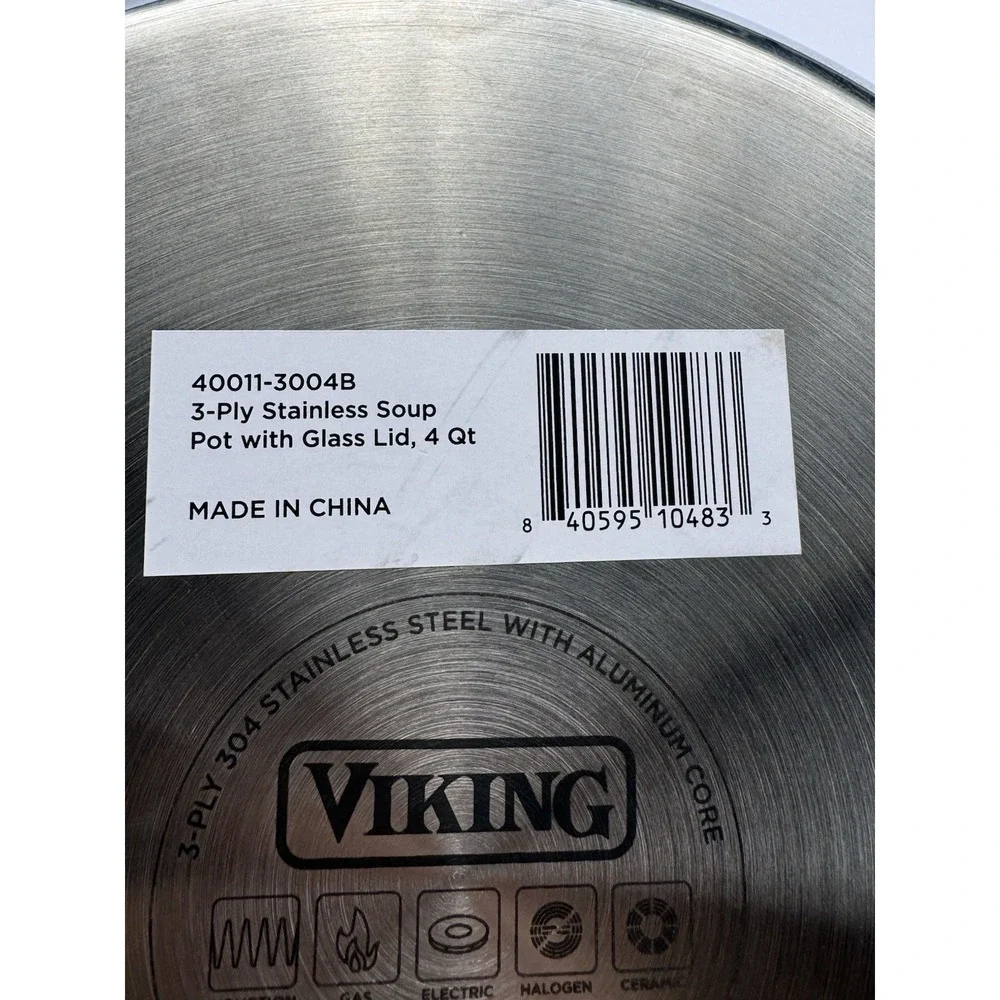 VIKING 3 Ply Stainless Steel Saucepan 2.25 Qt NEW Glass Lid Vent Inudction